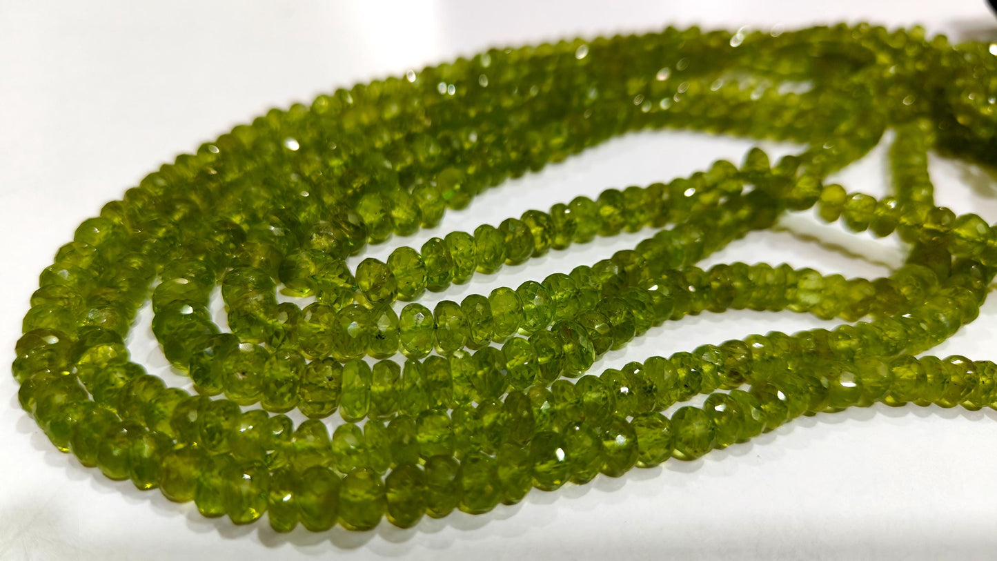 Natural Peridot Rondelle Faceted 5-6mm Beads Sold Per Strand 8 Inch Long Top Quality Wholesale prices Jewelry making gemstone
