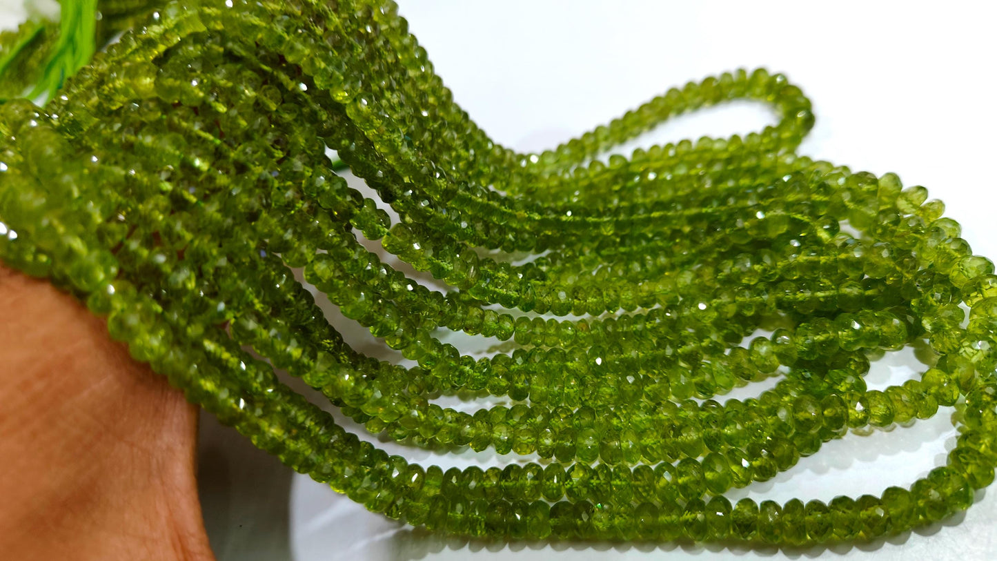 Natural Peridot Rondelle Faceted 5-6mm Beads Sold Per Strand 8 Inch Long Top Quality Wholesale prices Jewelry making gemstone
