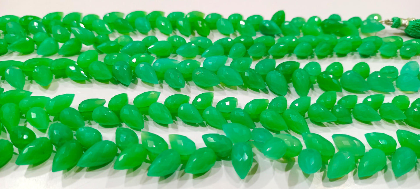 Natural Chrysoprase teardrop Shape faceted 6X10mm Jewelry Making Gemstone beads Sold Per Strand 8 Inches Long