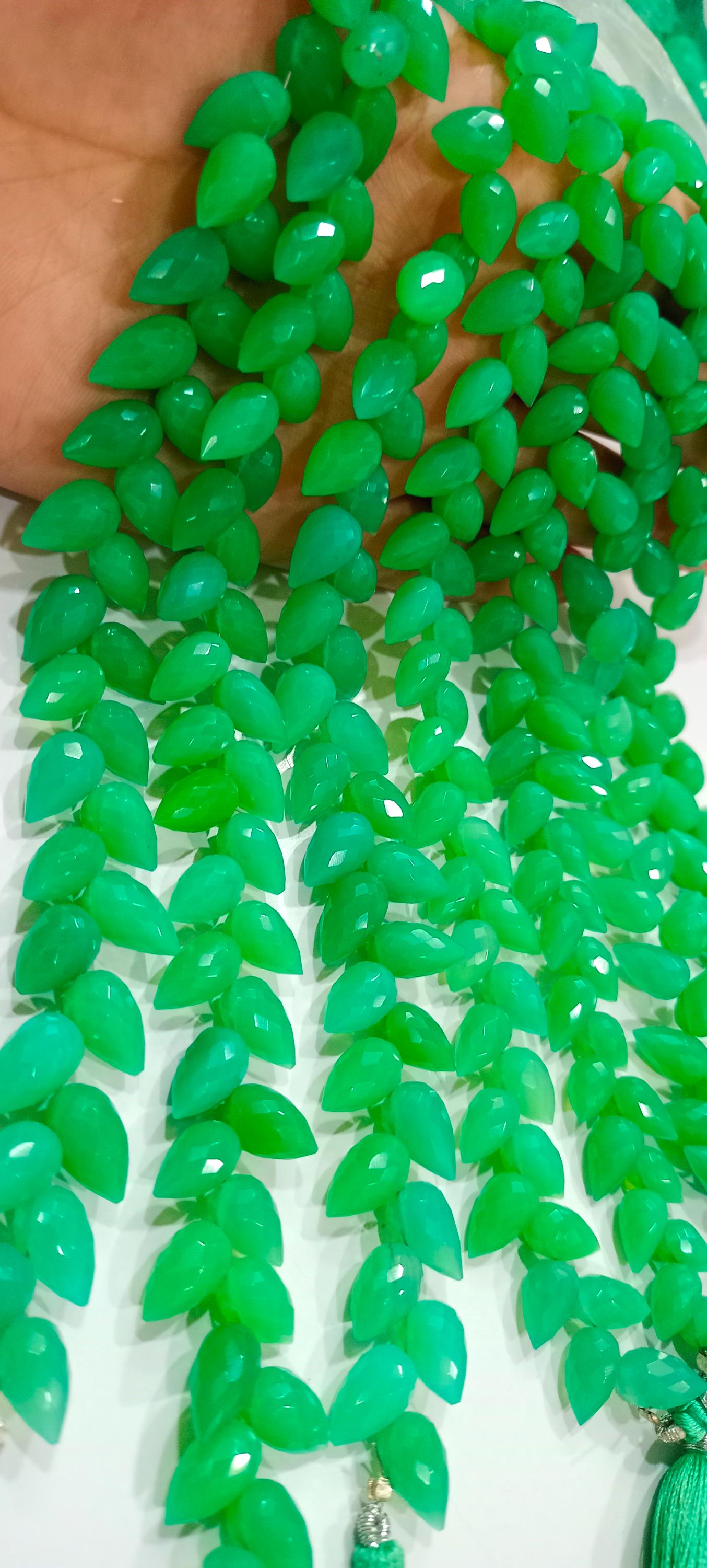 Natural Chrysoprase teardrop Shape faceted 6X10mm Jewelry Making Gemstone beads Sold Per Strand 8 Inches Long