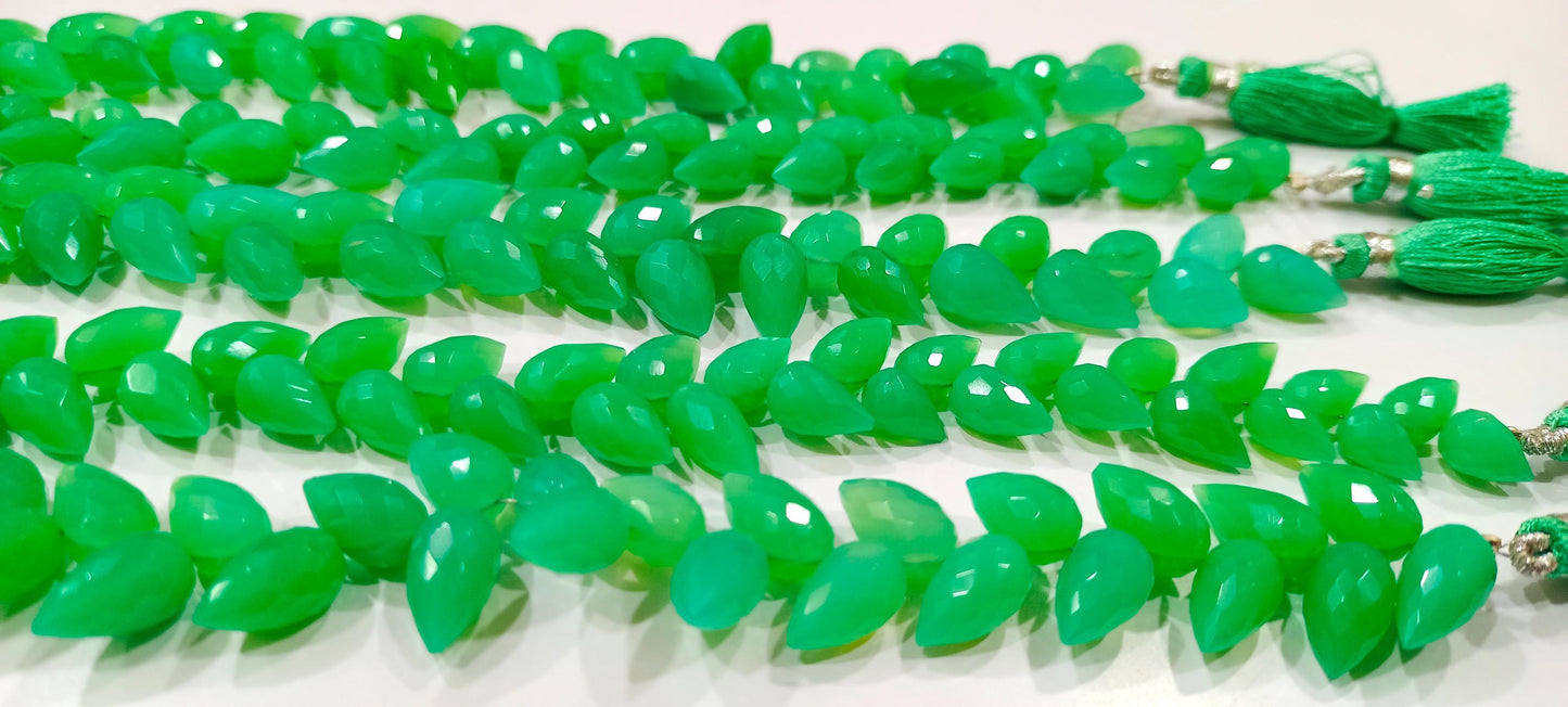 Natural Chrysoprase teardrop Shape faceted 6X10mm Jewelry Making Gemstone beads Sold Per Strand 8 Inches Long