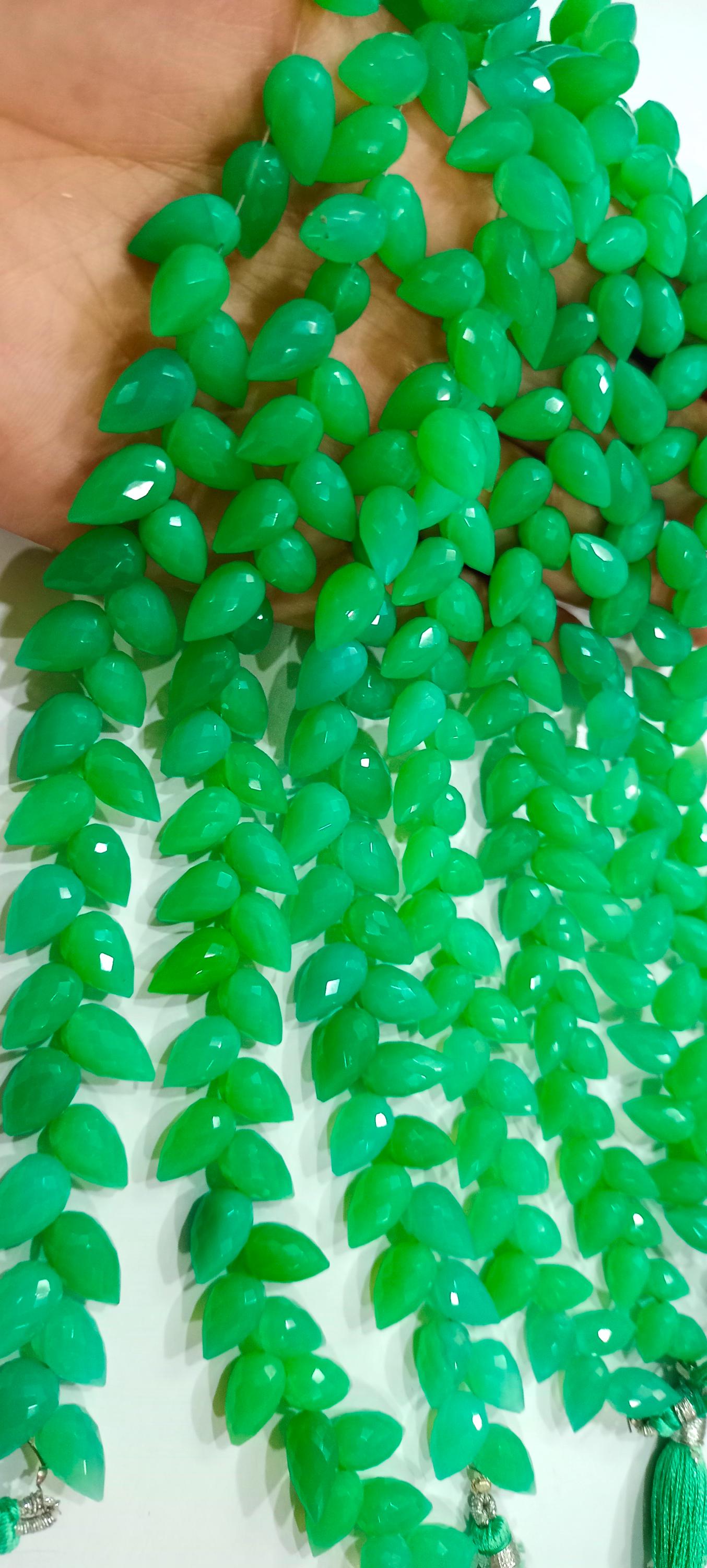 Natural Chrysoprase teardrop Shape faceted 6X10mm Jewelry Making Gemstone beads Sold Per Strand 8 Inches Long