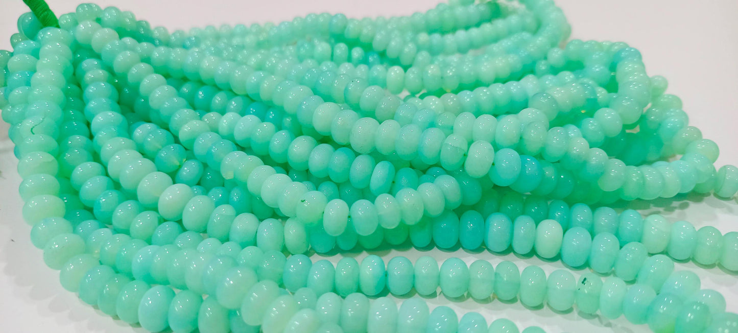 Natural Peruvian Green Chalcedony Rondelle Plain Smooth 8-9mm Beads Jewelry Making Gemstone beads Sold Per Strand 8 Inches Long