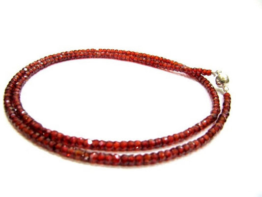 Garnet Cubic Zirconia Rondelle Faceted 3mm Beads Red Color Beaded Necklace Magnetic Clasp Top Quality Wholesale prices