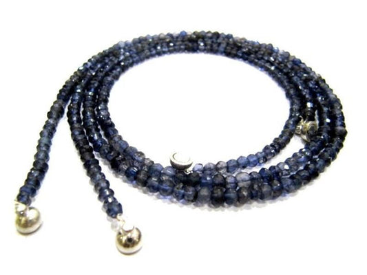 Natural Iolite  Rondelle Faceted 4mm Blue Color Beaded Necklace With Magnetic Clasp Top Quality Wholesale prices