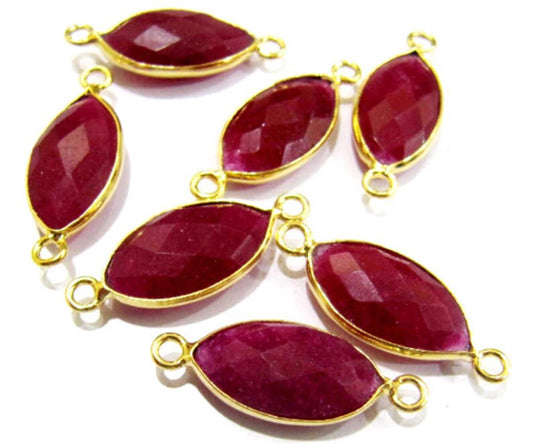 Ruby Marquise Shape 9x15mm Briolette Connectors Double Loop Bezel Charms Jewelry Marquise Shape Briolette Connectors sold per piece