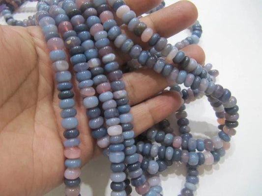 Natural Lavender Blue Opal Rondelle Plain Smooth  8-9mm beads Jewelry Making Gemstone Beads Strand 8 inch Long Wholesale Prices