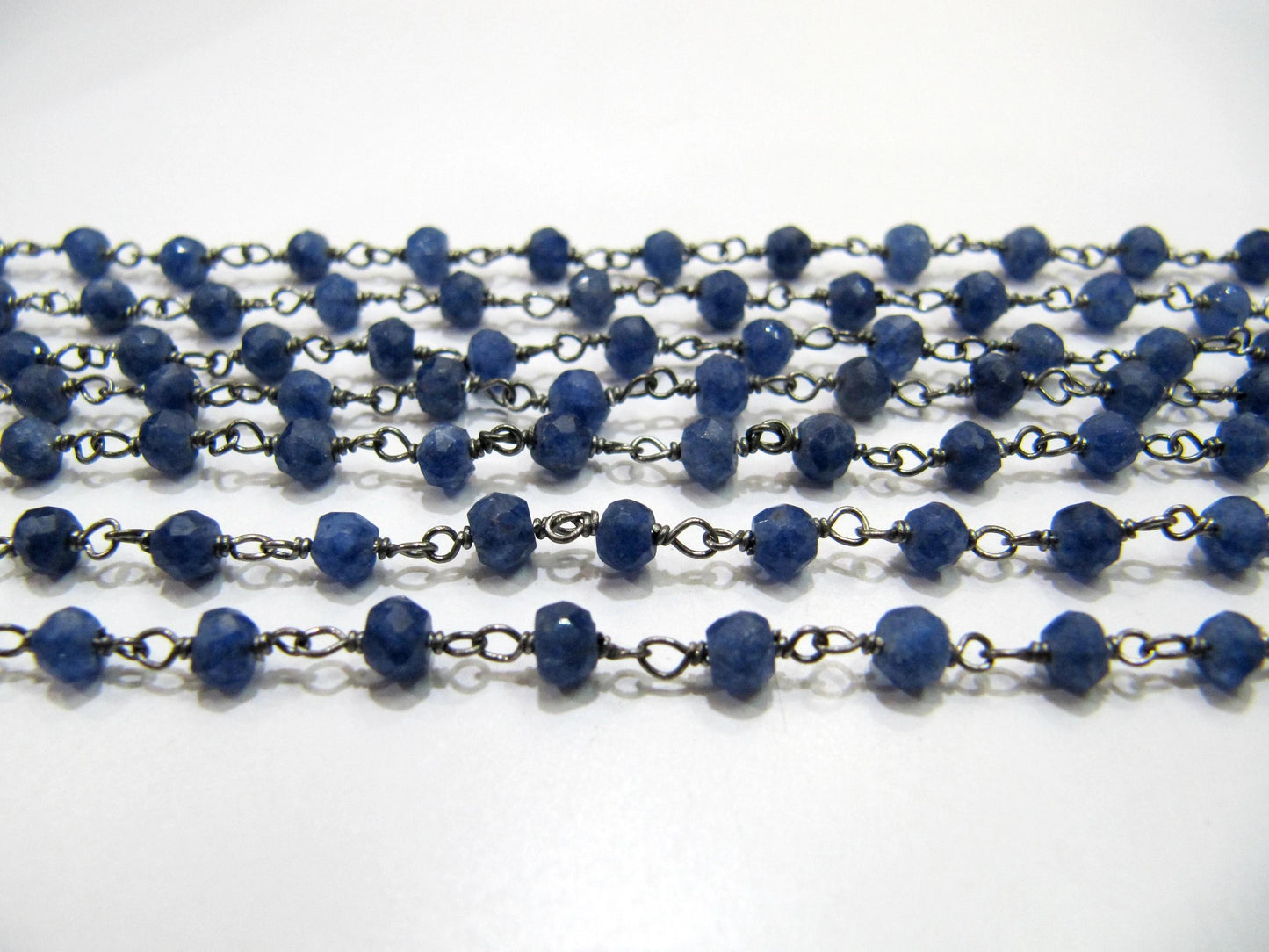 Natural Lapis Lazuli Rondelle 3-4 mm Faceted Beaded Plated Rosary Chain  High Quality Wholesale Price Jewelry making chain sold per foot