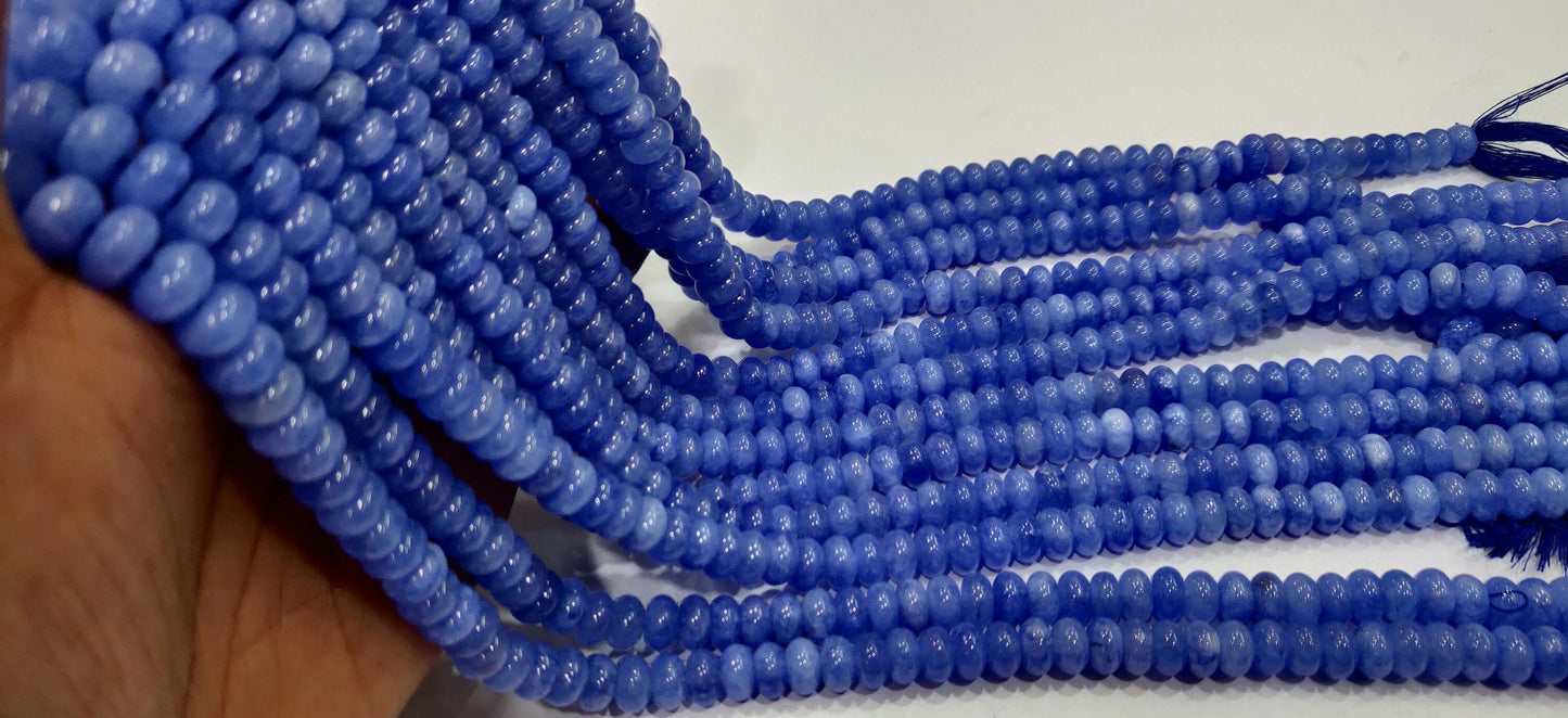 Natural Blue Sapphire  Quartz Rondelle Plain Smooth 8mm Gemstone Beads Sold Per Strand 8 Inches Long Jewelry Making Beads
