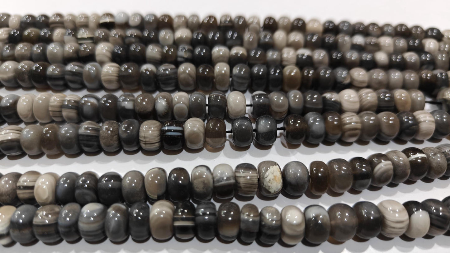 Natural Grey Opal Rondelle Plain 8mm Gemstone Beads Sold Per Strand 8 Inches Long Great Quality Wholesale Beads