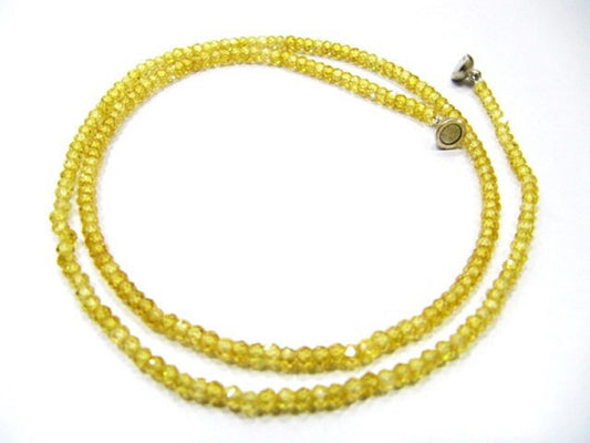 Yellow Cubic Zirconia Rondelle Faceted 3mm beads necklace Yellow Color Beaded Necklace Magnetic Clasp Top Quality Wholesale prices