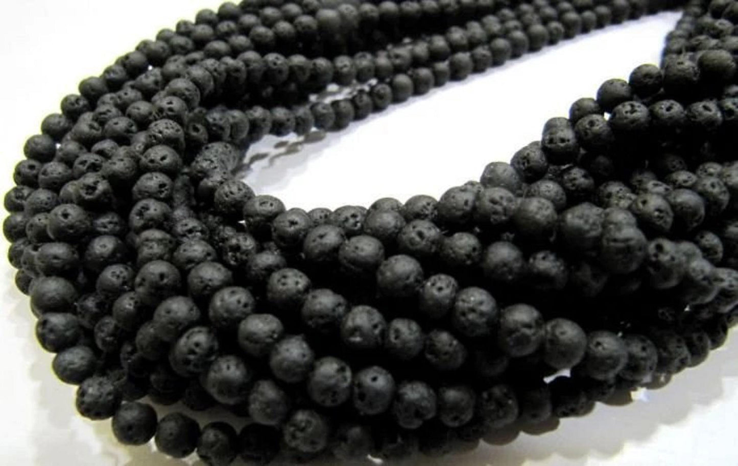 Natural Lava Round Black Volcanic Rock Round Shape Beads 6mm Beads Strand 15 Inches Long Jewelry Making Beads Sold Per Strand