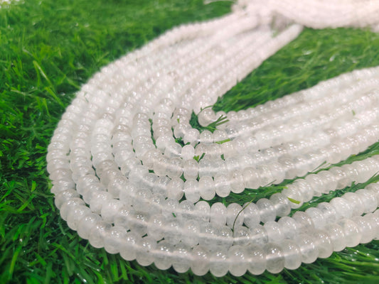 Natural White Ice Quartz Rondelle Plain Smooth 8mm Beads Sold Per Strand 8 inches Long Great Quality Beads
