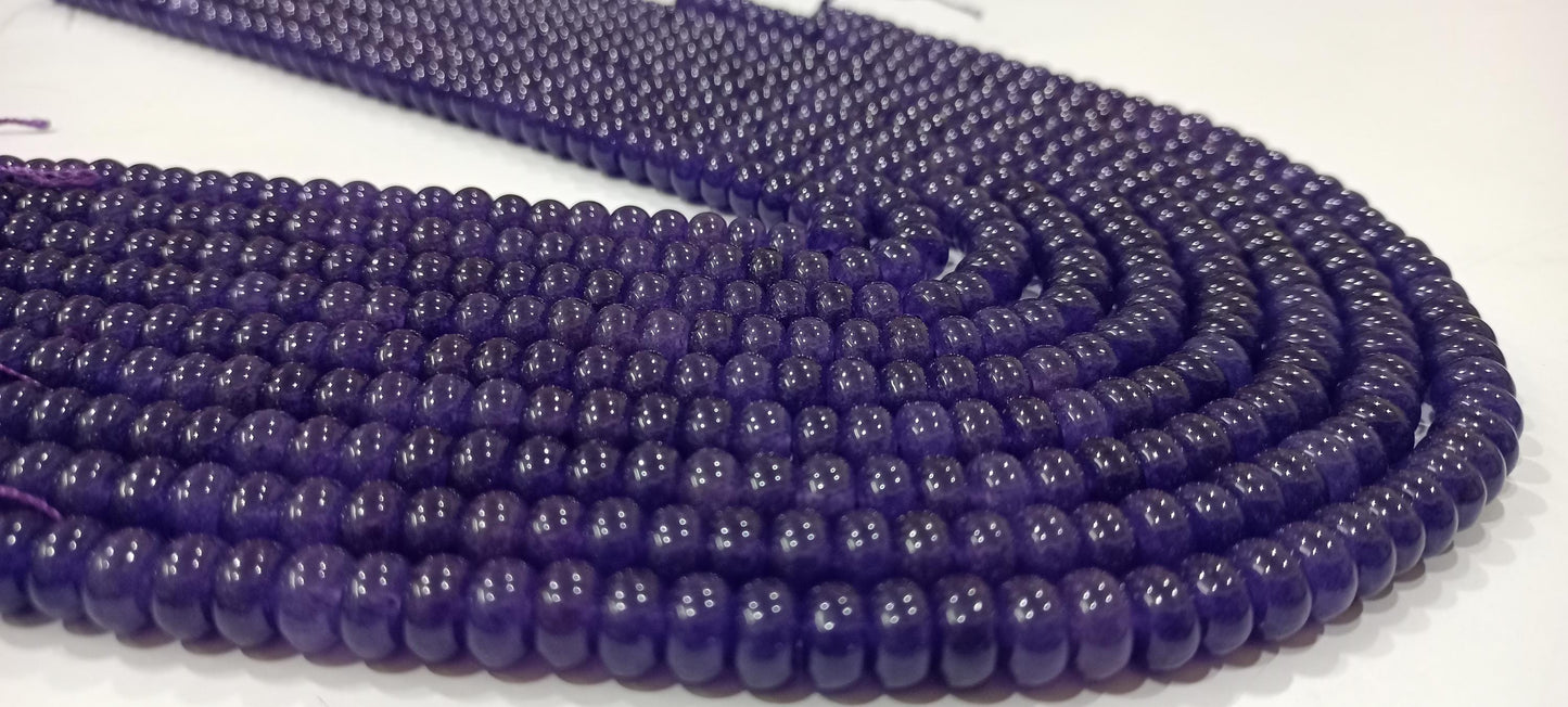 Natural Amethyst Quartz Rondelle Plain Smooth 8mm Beads Sold Per Strand 8 inches Long Great Quality Beads