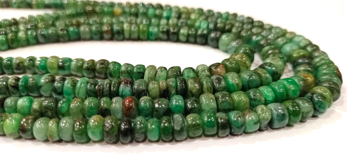 Natural Emerald Rondelle Smooth 4 to6mm Graduated Beads Sold Per Strand 8 Inches Long Great Quality Beads