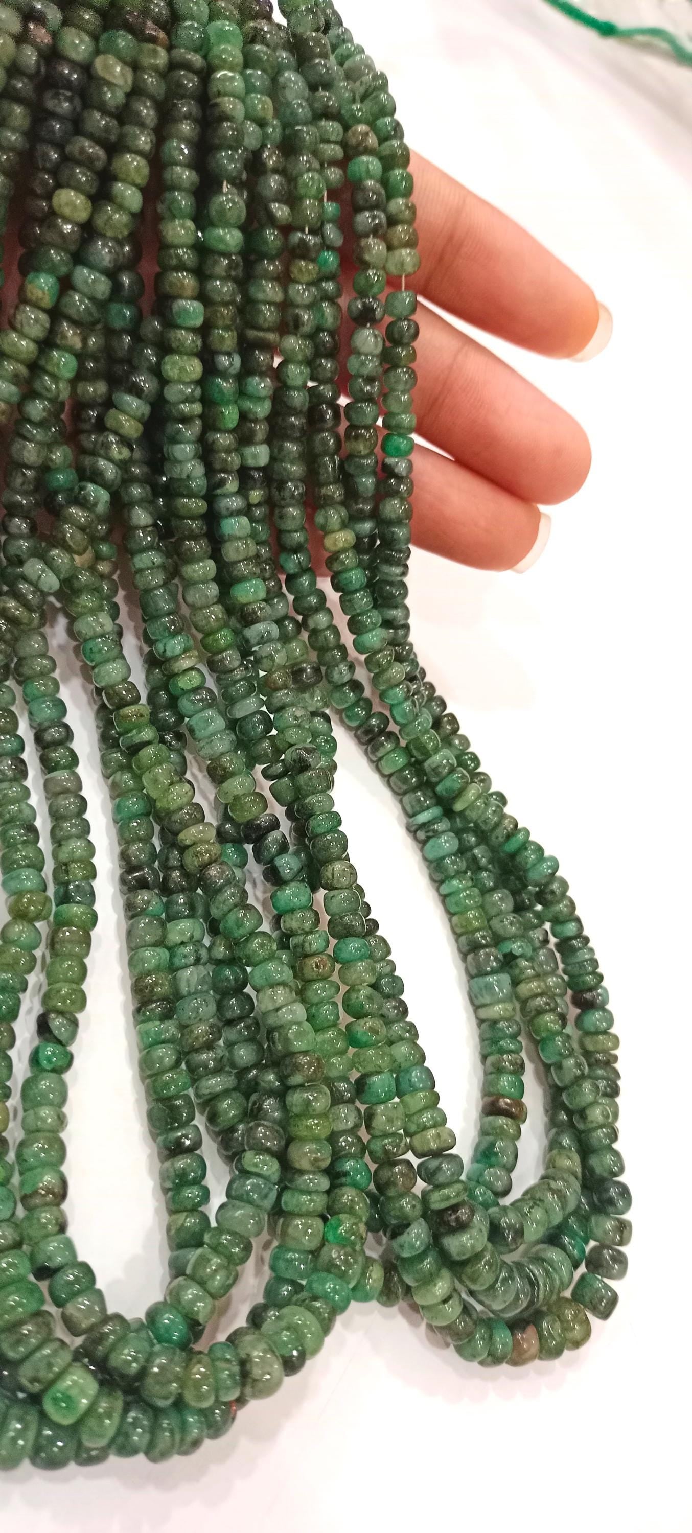 Natural Emerald Rondelle Smooth 4 to6mm Graduated Beads Sold Per Strand 8 Inches Long Great Quality Beads