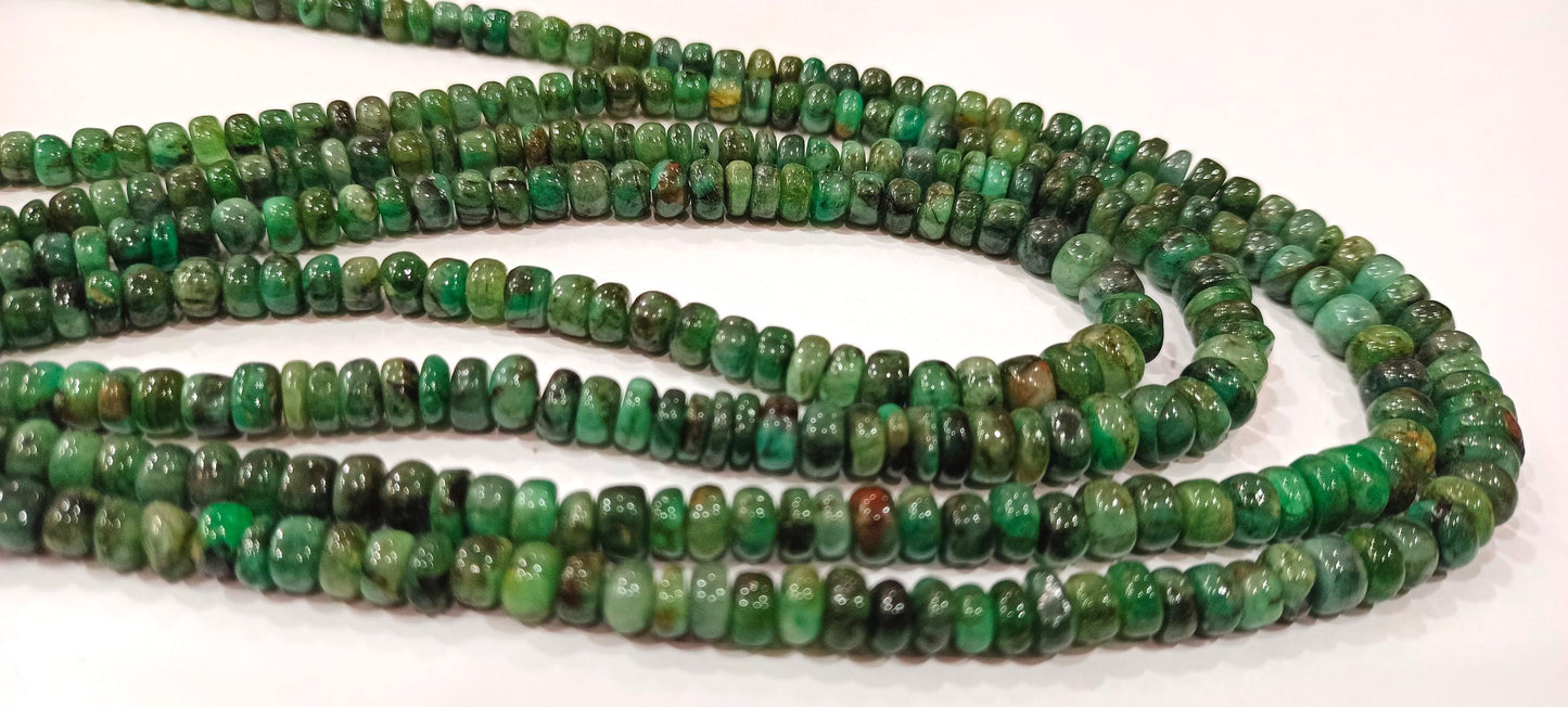 Natural Emerald Rondelle Smooth 4 to6mm Graduated Beads Sold Per Strand 8 Inches Long Great Quality Beads