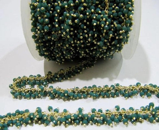 3 Ft- Faceted Peruvian Chalcedony Grape Chain Hydro Quartz 2.5mm Faceted  Wire Wrap Rosary Beaded Angoori Chain Wholesale Price