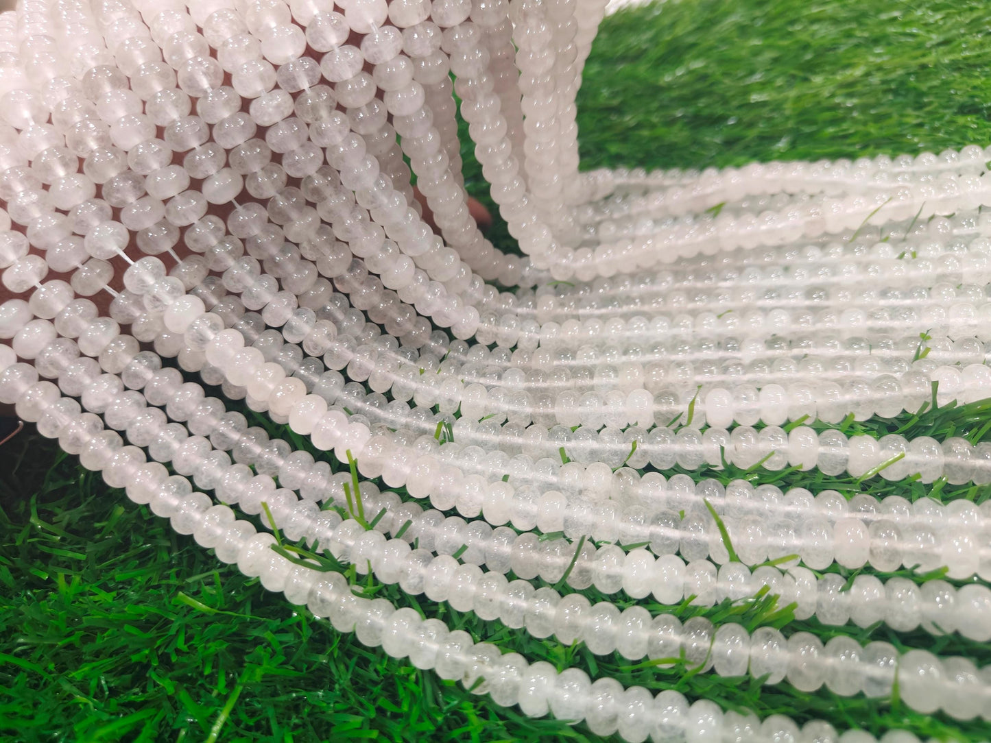 Natural White Ice Quartz Rondelle Plain Smooth 8mm Beads Sold Per Strand 8 inches Long Great Quality Beads