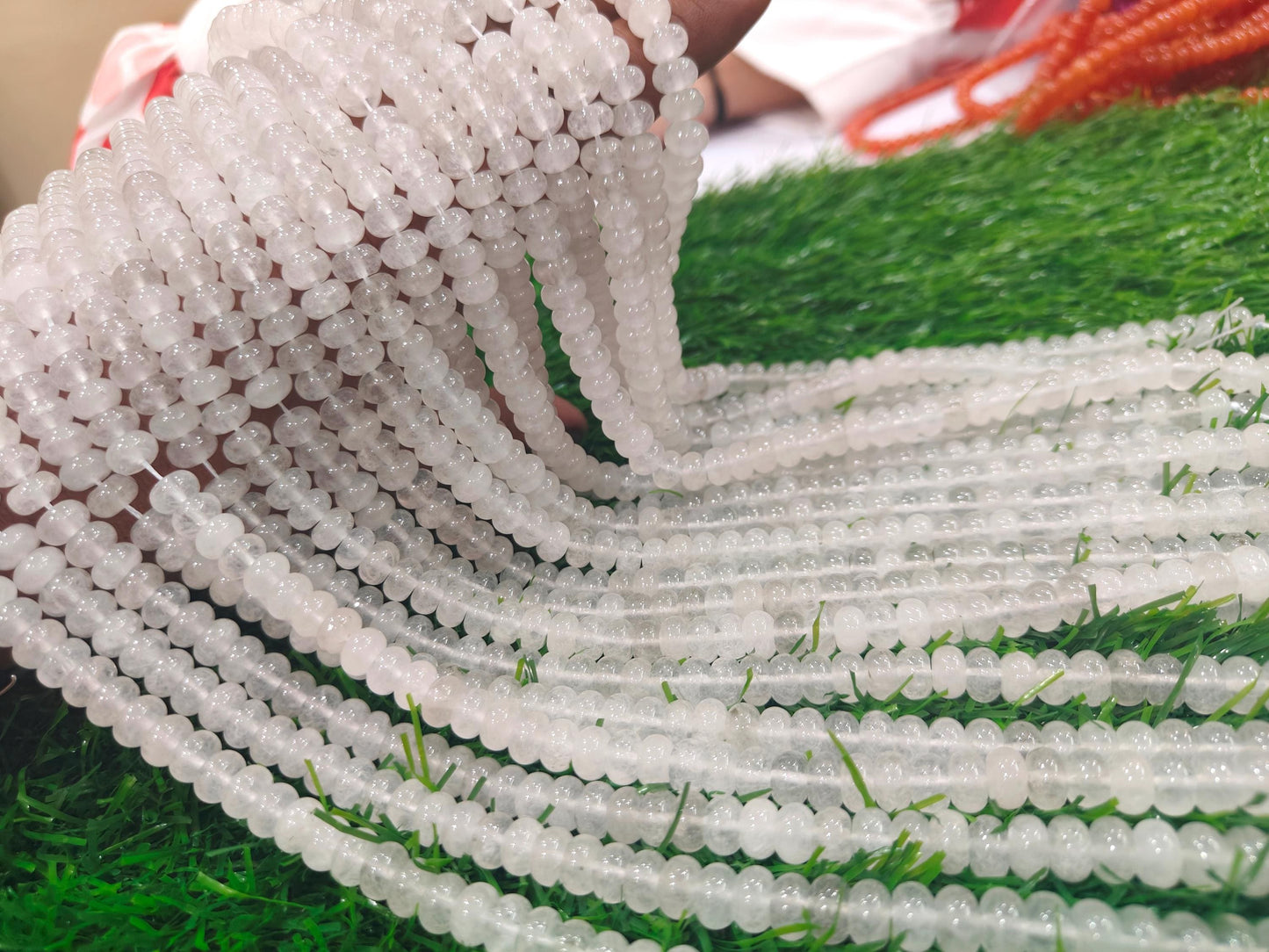 Natural White Ice Quartz Rondelle Plain Smooth 8mm Beads Sold Per Strand 8 inches Long Great Quality Beads