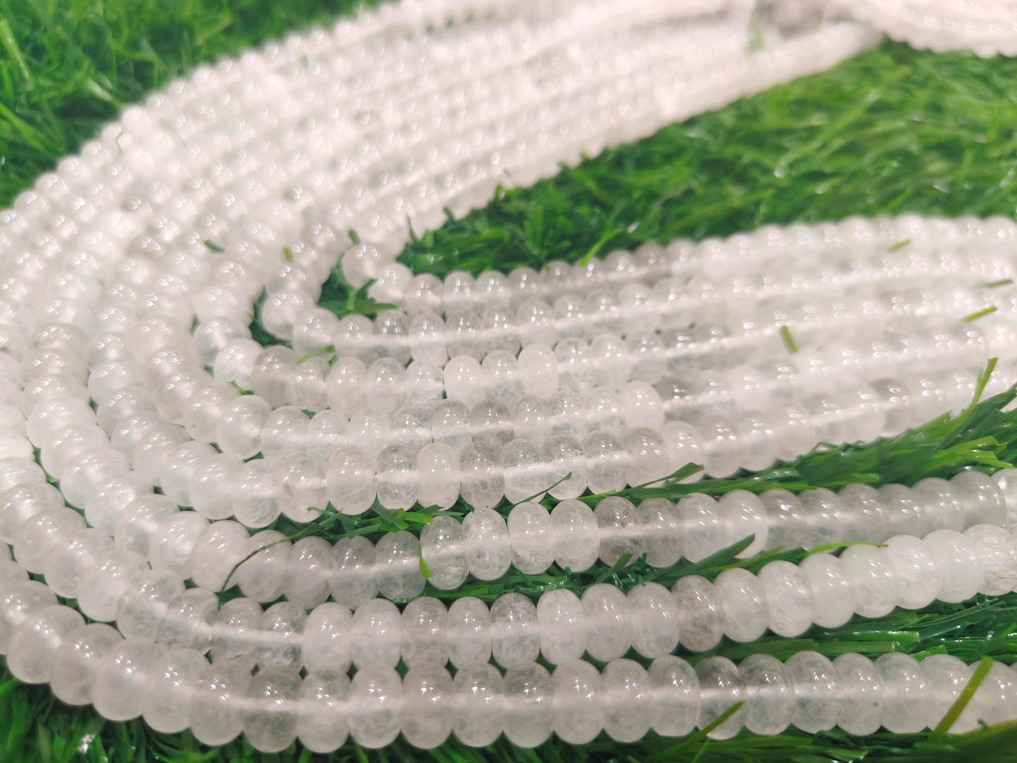 Natural White Ice Quartz Rondelle Plain Smooth 8mm Beads Sold Per Strand 8 inches Long Great Quality Beads