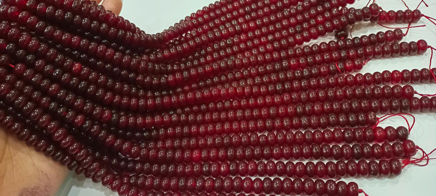 Natural Hessonite Garnet Quartz Rondelle Plain Smooth 8mm Beads Sold Per Strand 8 inches Long Great Quality Beads