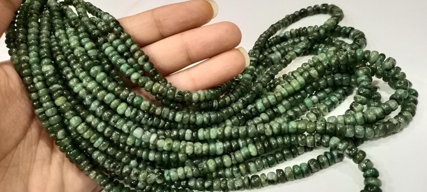 Natural Emerald Rondelle Smooth 4 to6mm Graduated Beads Sold Per Strand 8 Inches Long Great Quality Beads