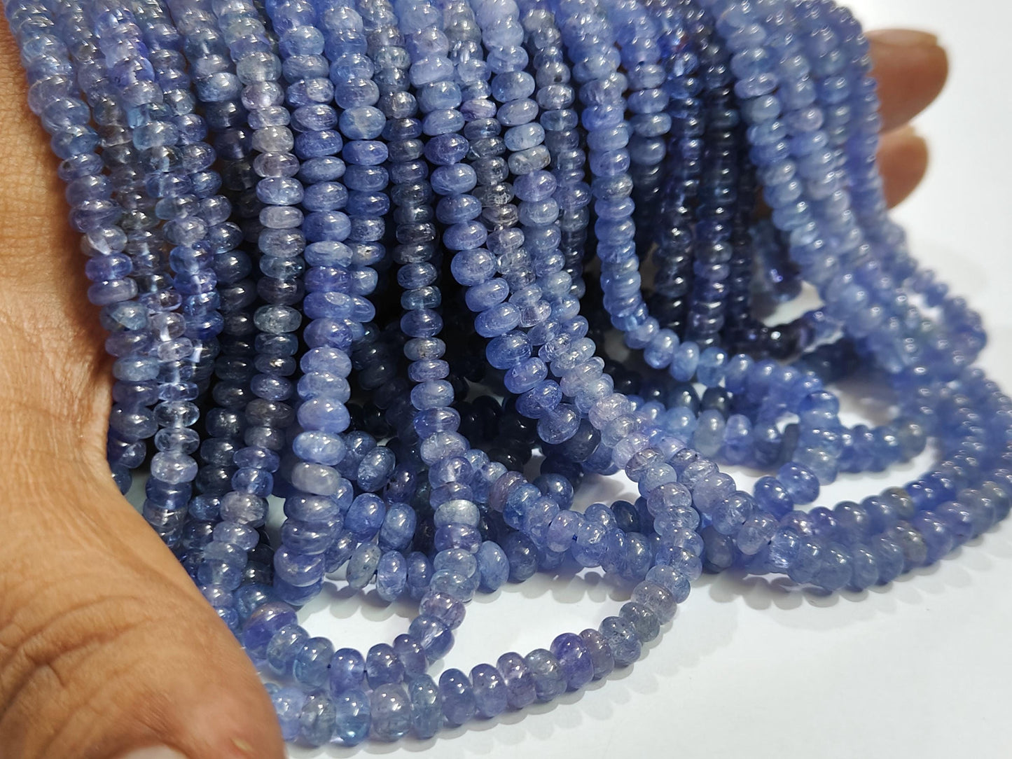 Natural Tanzanite Rondelle Plain Smooth 4-5mm Size Beads Strand 13 inches long Wholesale Prices Jewelry making Gemstone Beads
