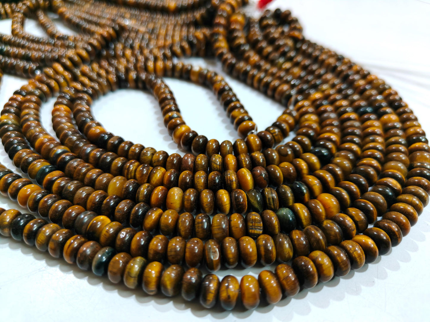 Natural Tiger Eye Gemstone Rondelle Plain Smooth 8mm Beads Sold Per Strand 8 inches Long Great Quality Beads