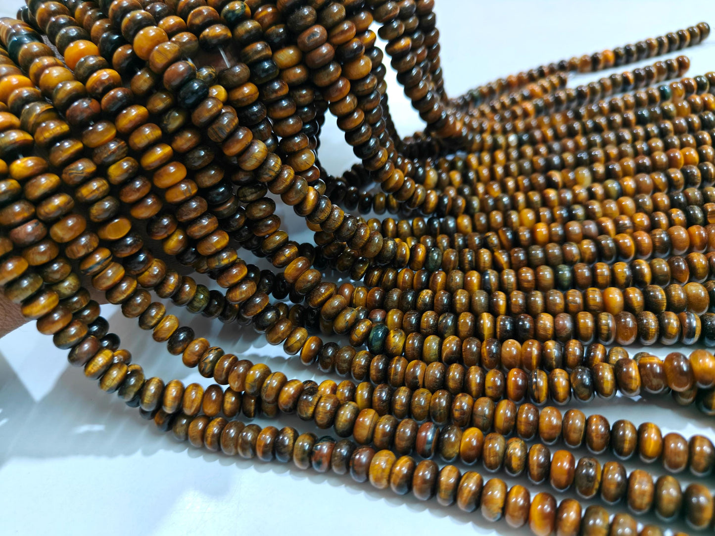 Natural Tiger Eye Gemstone Rondelle Plain Smooth 8mm Beads Sold Per Strand 8 inches Long Great Quality Beads