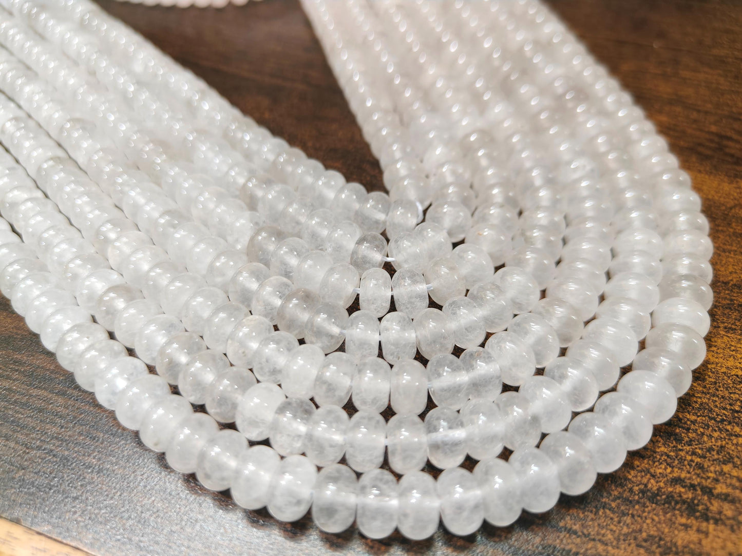 Natural Ice Quartz  Rondelle Plain Smooth 8mm Beads Sold Per Strand 8 inches Long Great Quality Beads