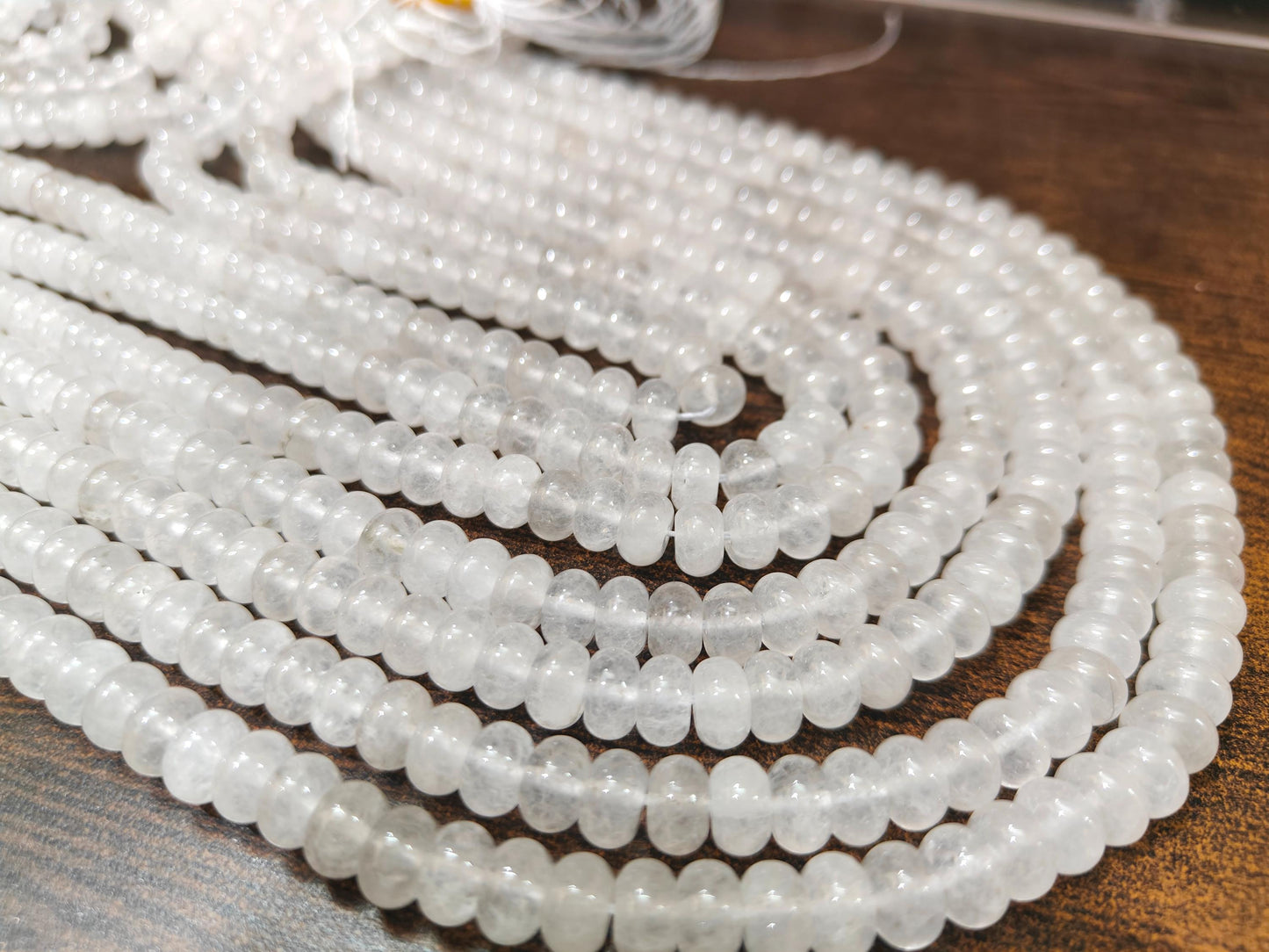 Natural Ice Quartz  Rondelle Plain Smooth 8mm Beads Sold Per Strand 8 inches Long Great Quality Beads