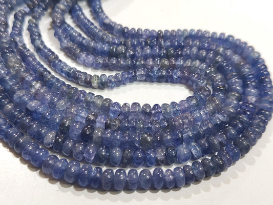 Natural Tanzanite Rondelle Plain Smooth 4-5mm Size Beads Strand 13 inches long Wholesale Prices Jewelry making Gemstone Beads