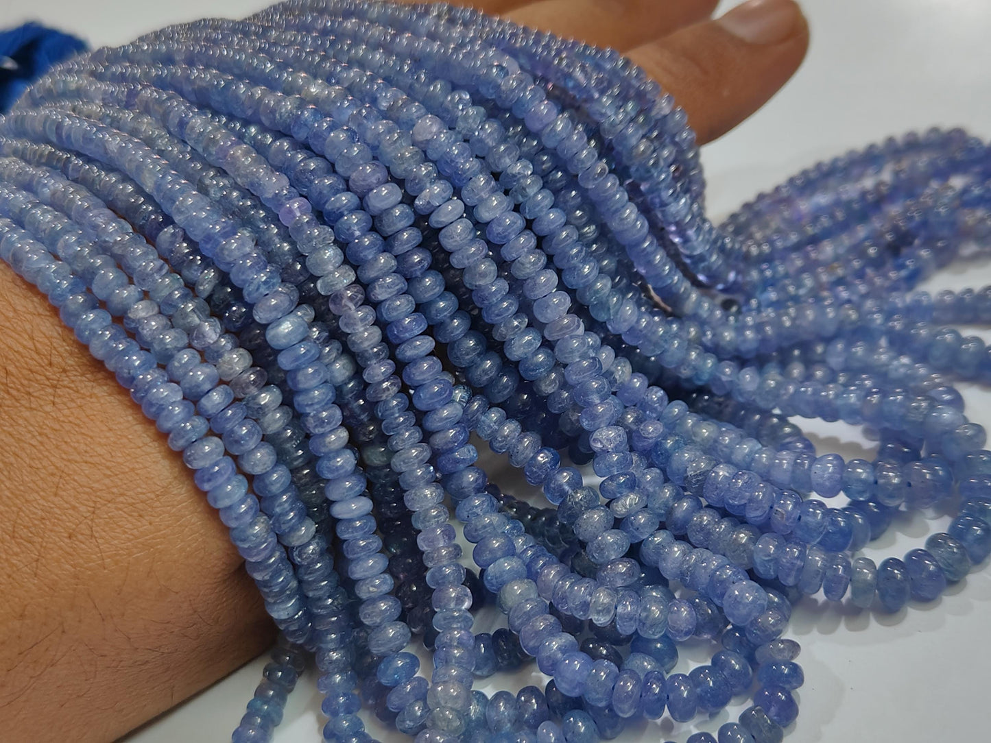 Natural Tanzanite Rondelle Plain Smooth 4-5mm Size Beads Strand 13 inches long Wholesale Prices Jewelry making Gemstone Beads