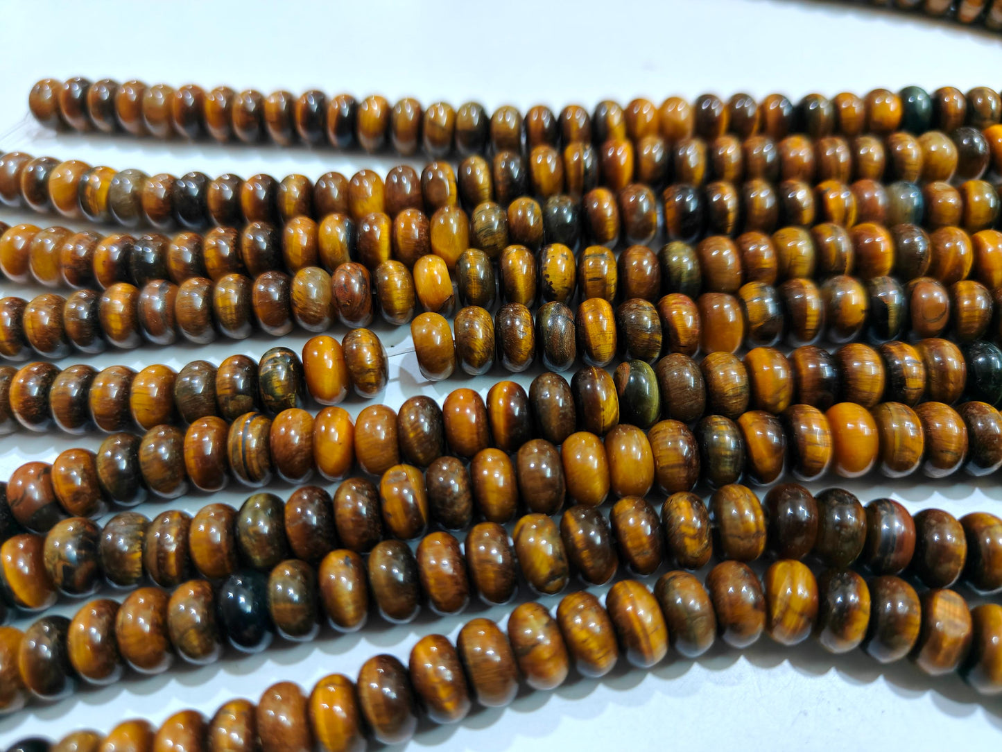 Natural Tiger Eye Gemstone Rondelle Plain Smooth 8mm Beads Sold Per Strand 8 inches Long Great Quality Beads