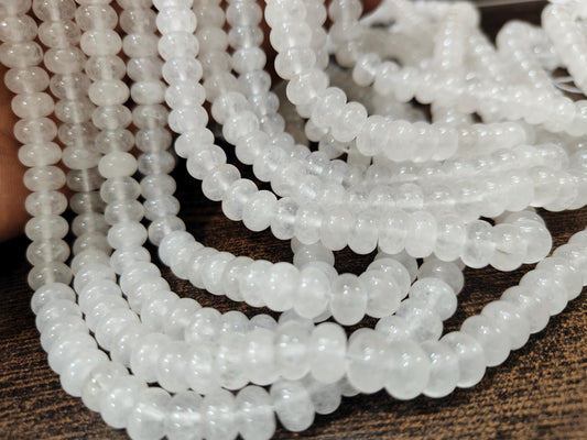 Natural Ice Quartz  Rondelle Plain Smooth 8mm Beads Sold Per Strand 8 inches Long Great Quality Beads