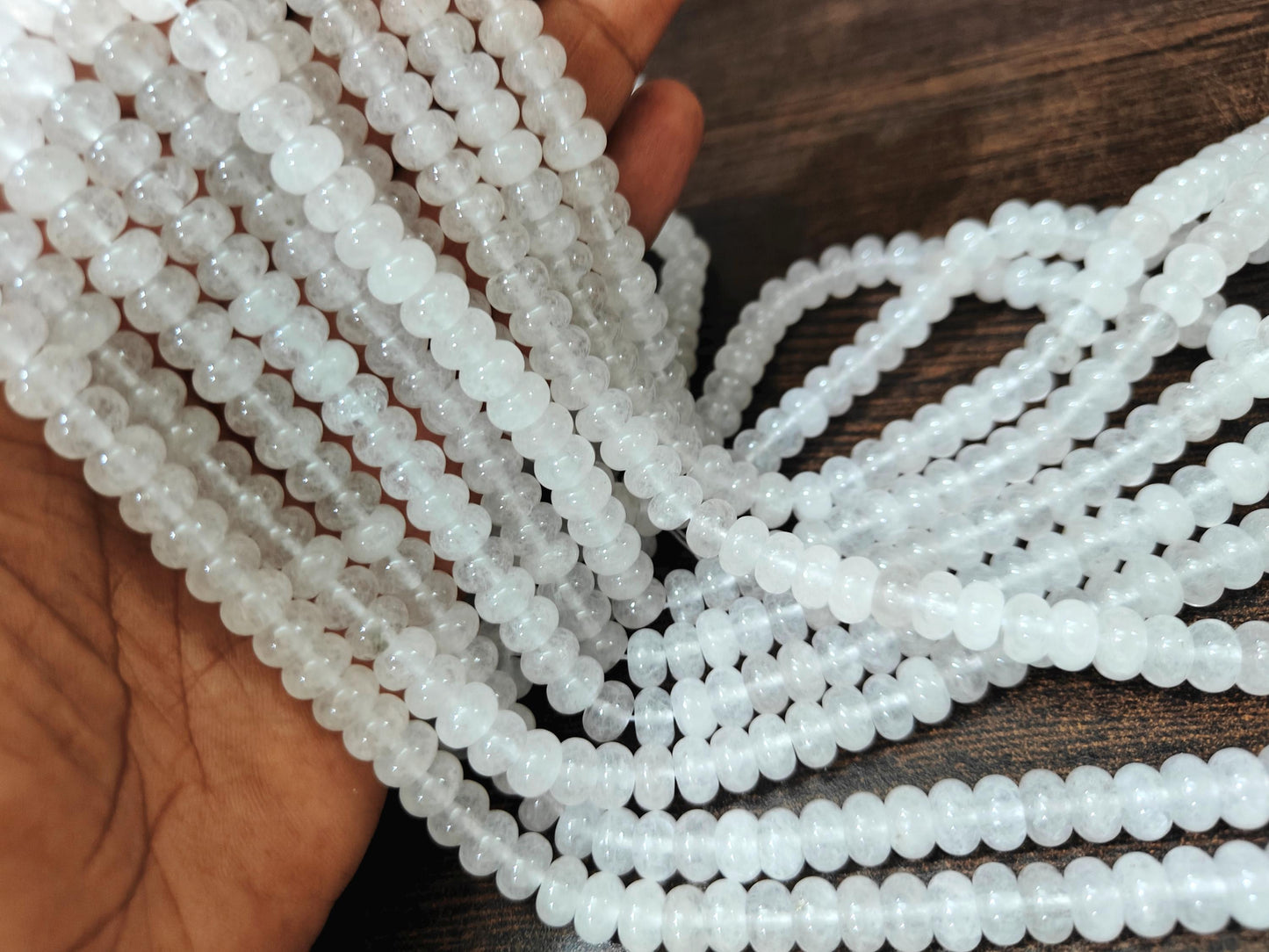 Natural Ice Quartz  Rondelle Plain Smooth 8mm Beads Sold Per Strand 8 inches Long Great Quality Beads