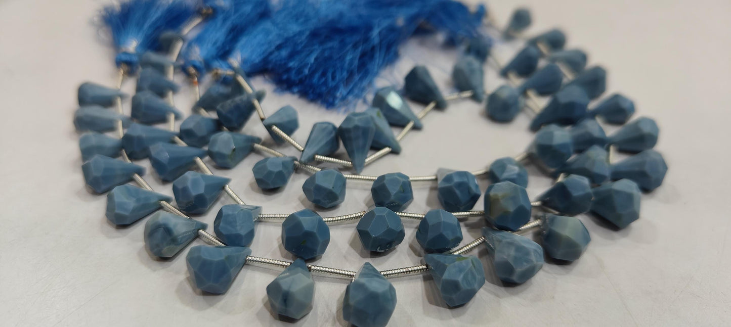 Natural Blue Opal  Briolette Faceted Teardrop 6x10mm to 9x15mm Beads Sold per Strand 8 inches long Top Quality Beads