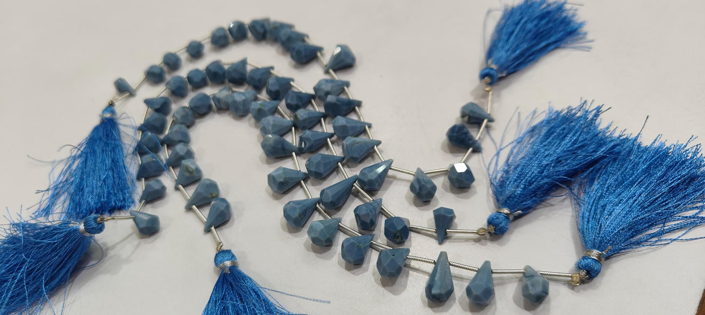 Natural Blue Opal  Briolette Faceted Teardrop 6x10mm to 9x15mm Beads Sold per Strand 8 inches long Top Quality Beads