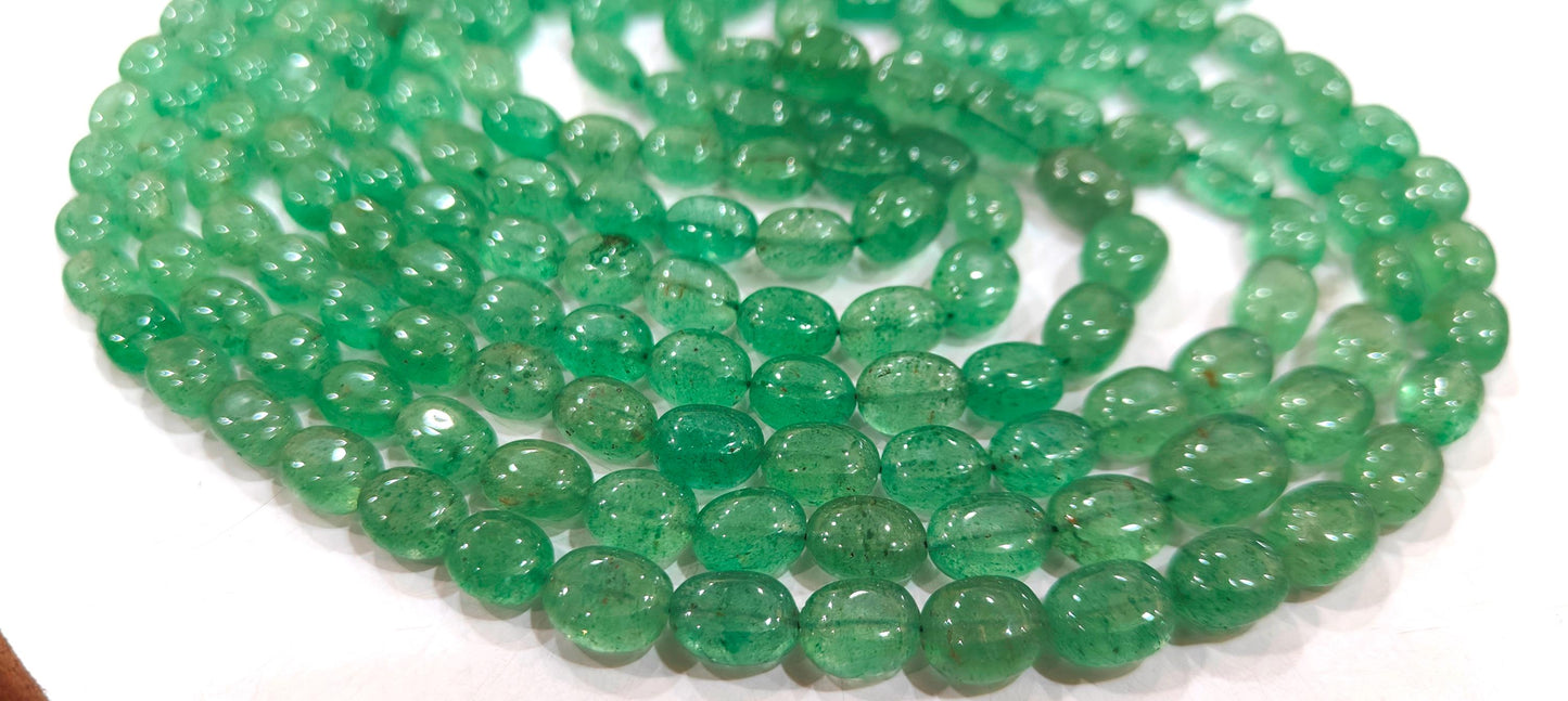 Emerald Oval Beads Size 7x9mm approximately  Sold Per Strand 8 Inches Long Precious Birthstones Smooth Beads