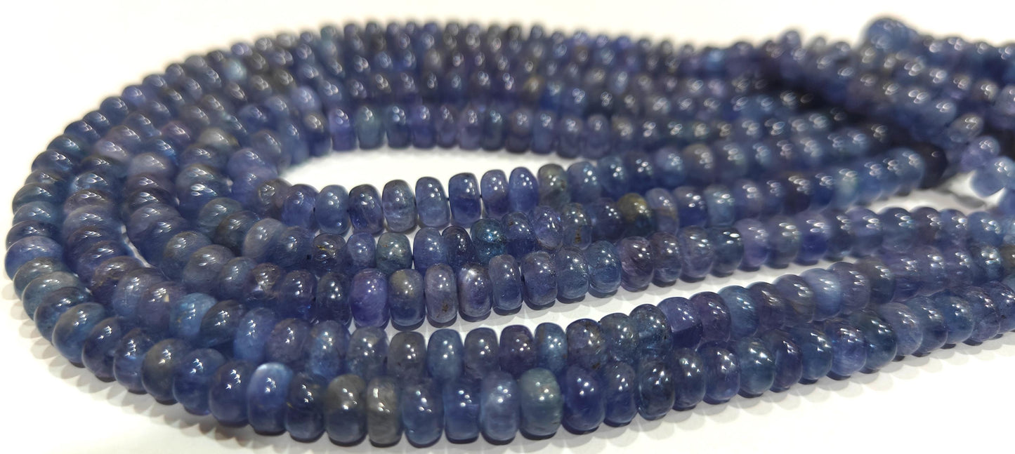 Natural Untreated Tanzanite 6 to 7mm Rondelle Plain Smooth Gemstone beads Sold Per strand 8 inches Long