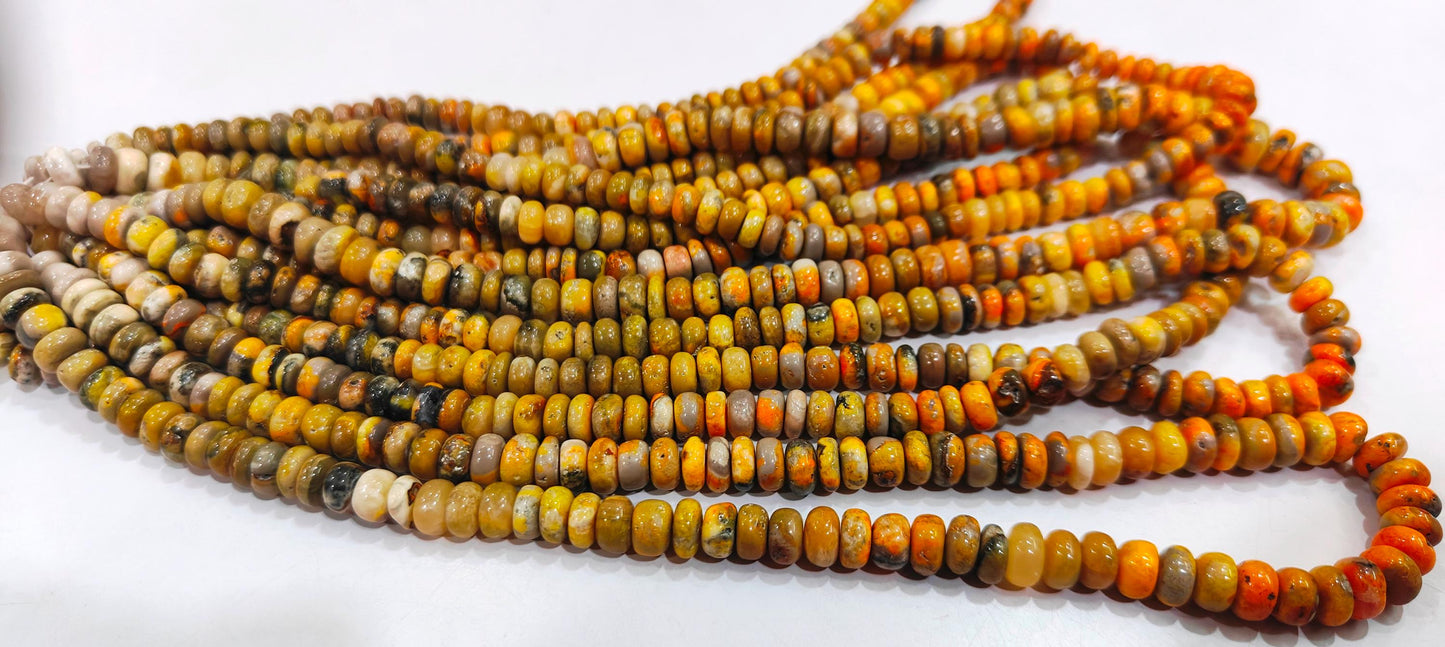 Natural Yellow Jasper Rondelle Plain smooth 8mm Beads Sold per strand 8 inches long Great Quality Beads