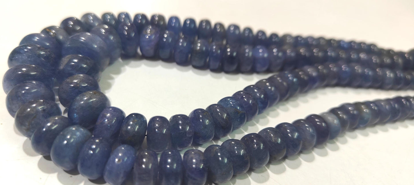 Natural Untreated Tanzanite 7 to10mm Rondelle Plain Smooth Graduated Gemstone beads Sold Per strand 8 inches Long