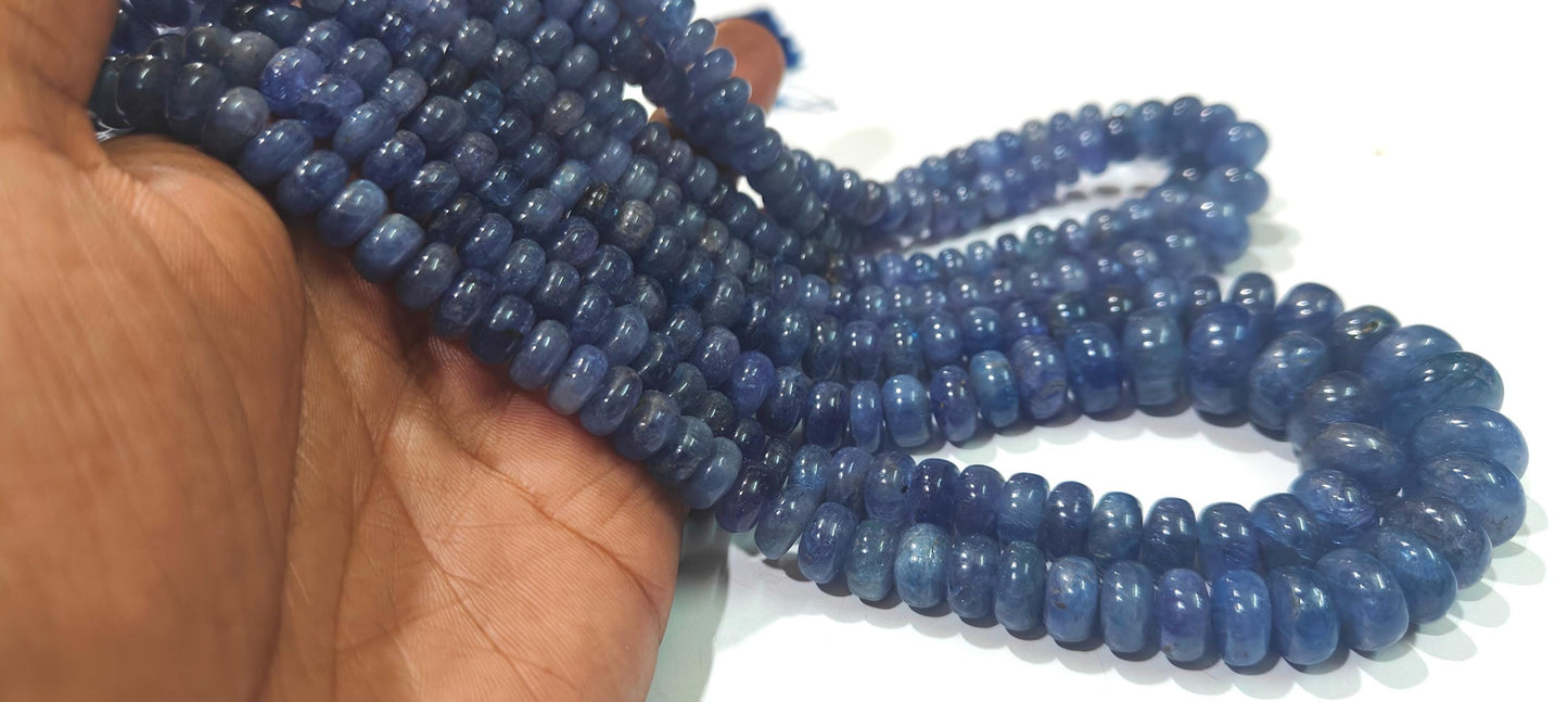 Natural Untreated Tanzanite 7 to10mm Rondelle Plain Smooth Graduated Gemstone beads Sold Per strand 8 inches Long