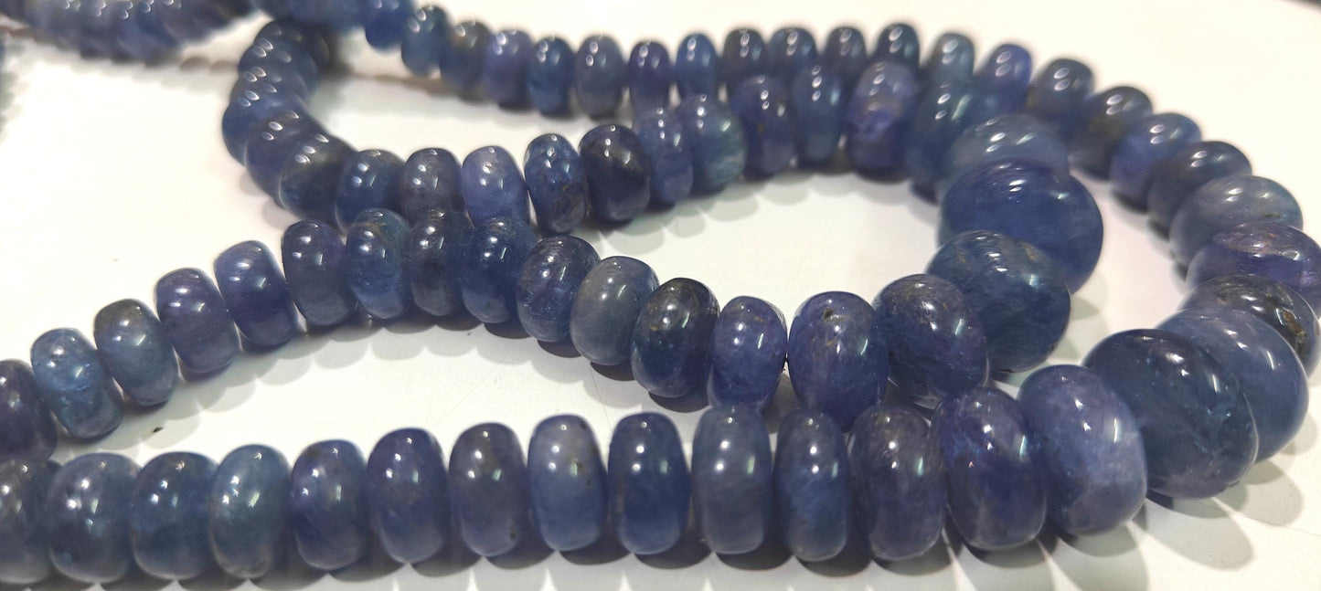 Natural Untreated Tanzanite 7 to10mm Rondelle Plain Smooth Graduated Gemstone beads Sold Per strand 8 inches Long