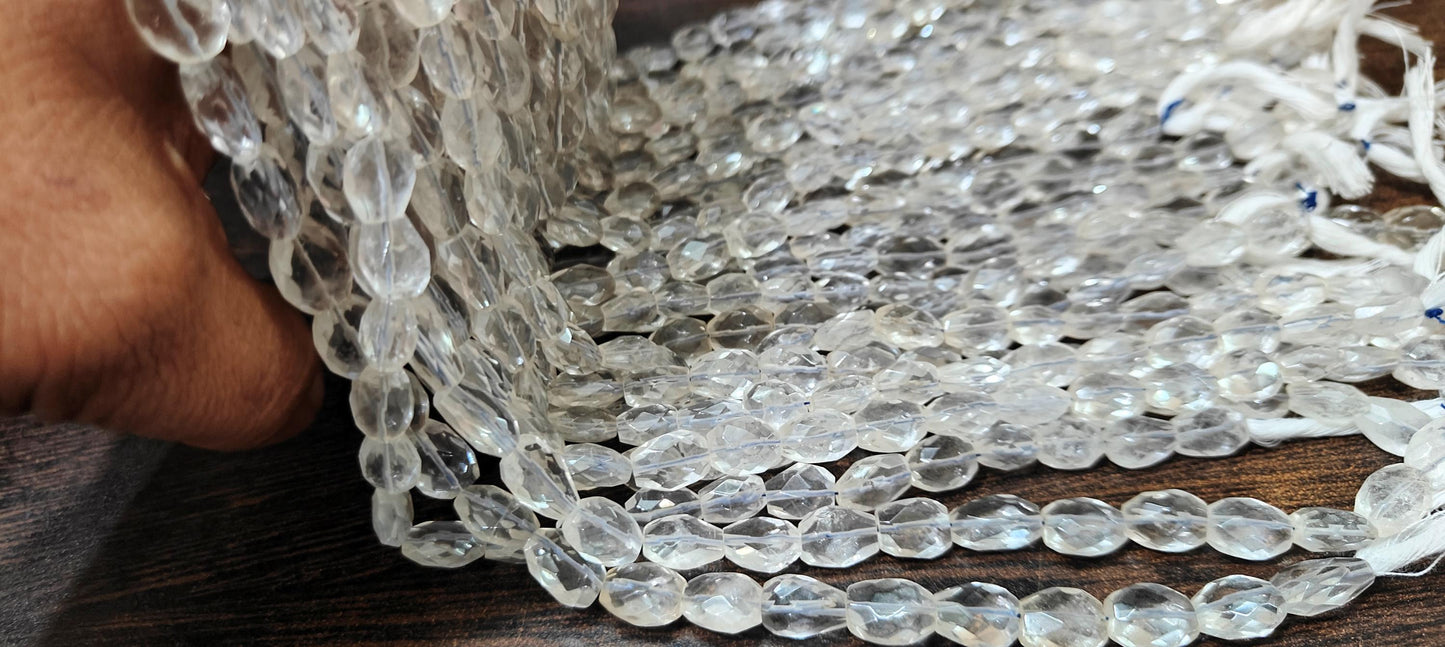 Natural Rock Crystals Oval faceted 10 to 12mm Mani Shape Gemstone Briolette Beads Sold per Strand 13 Inches long
