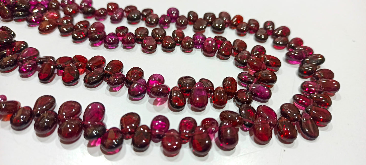 Natural Rhodonite Garnet 4 to 7mm Pear Shape Smooth Beads Sold Per Strand 8 Inches long Heart shape beads