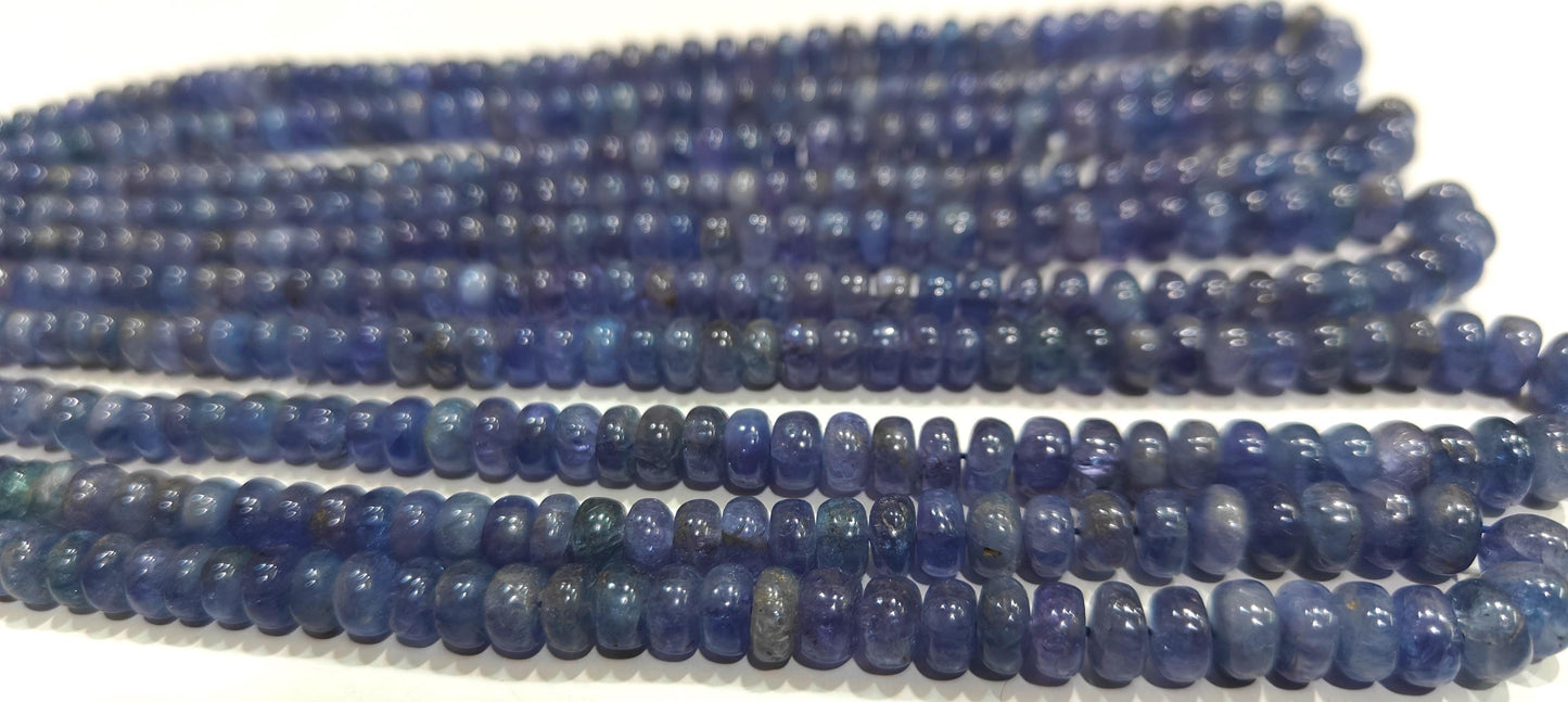 Natural Untreated Tanzanite 6 to 7mm Rondelle Plain Smooth Gemstone beads Sold Per strand 8 inches Long