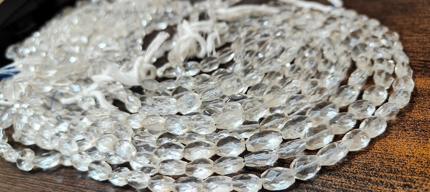 Natural Rock Crystals Oval faceted 10 to 12mm Mani Shape Gemstone Briolette Beads Sold per Strand 13 Inches long