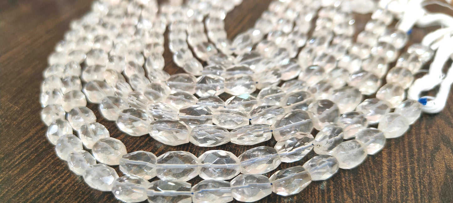 Natural Rock Crystals Oval faceted 10 to 12mm Mani Shape Gemstone Briolette Beads Sold per Strand 13 Inches long